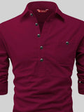FireFish Men's Slim Fit Dark Teal With White Cotton Short Kurta Pack 2