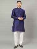 FireFish Brown Geometric Woven Design Straight Jacquard Kurta with Pyjamas Set