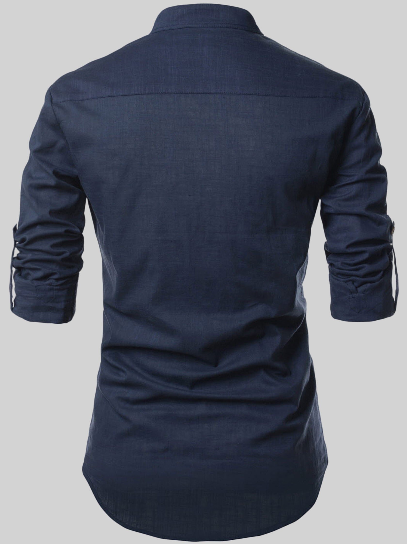 FireFish Men's Slim Fit Grey with White Color Cotton Short Kurta Pack 2
