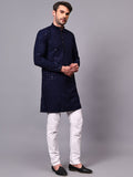 FireFish Men's Pista Chikankari Florist Sequined Long Kurta Set
