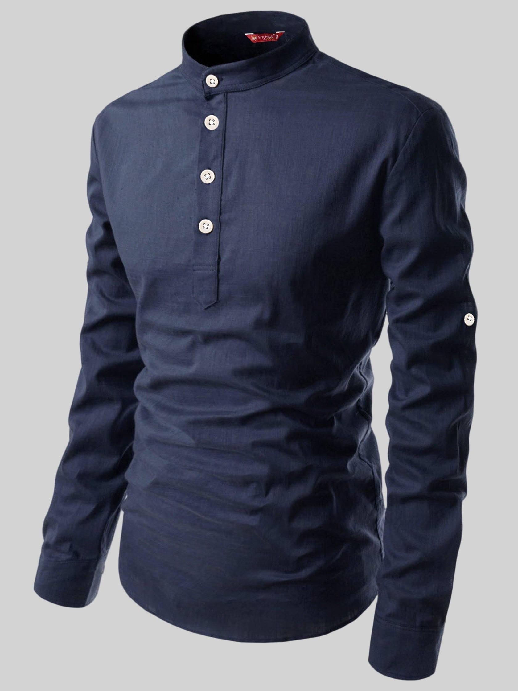 FireFish Men's Slim Fit Peach With Black Color Cotton Short Kurta Pack 2