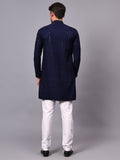 FireFish Men's Pista Chikankari Florist Sequined Long Kurta Set