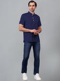 FireFish Men's Slim Fit Beige with White Color Pure Cotton Half Sleeve Short Kurta Pack 2