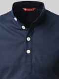 FireFish Men's Slim Fit Peach With Black Color Cotton Short Kurta Pack 2