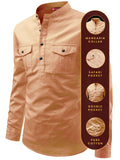 FireFish Men's Slim Fit Double Pocket Beige Color Pure Cotton Short Kurta