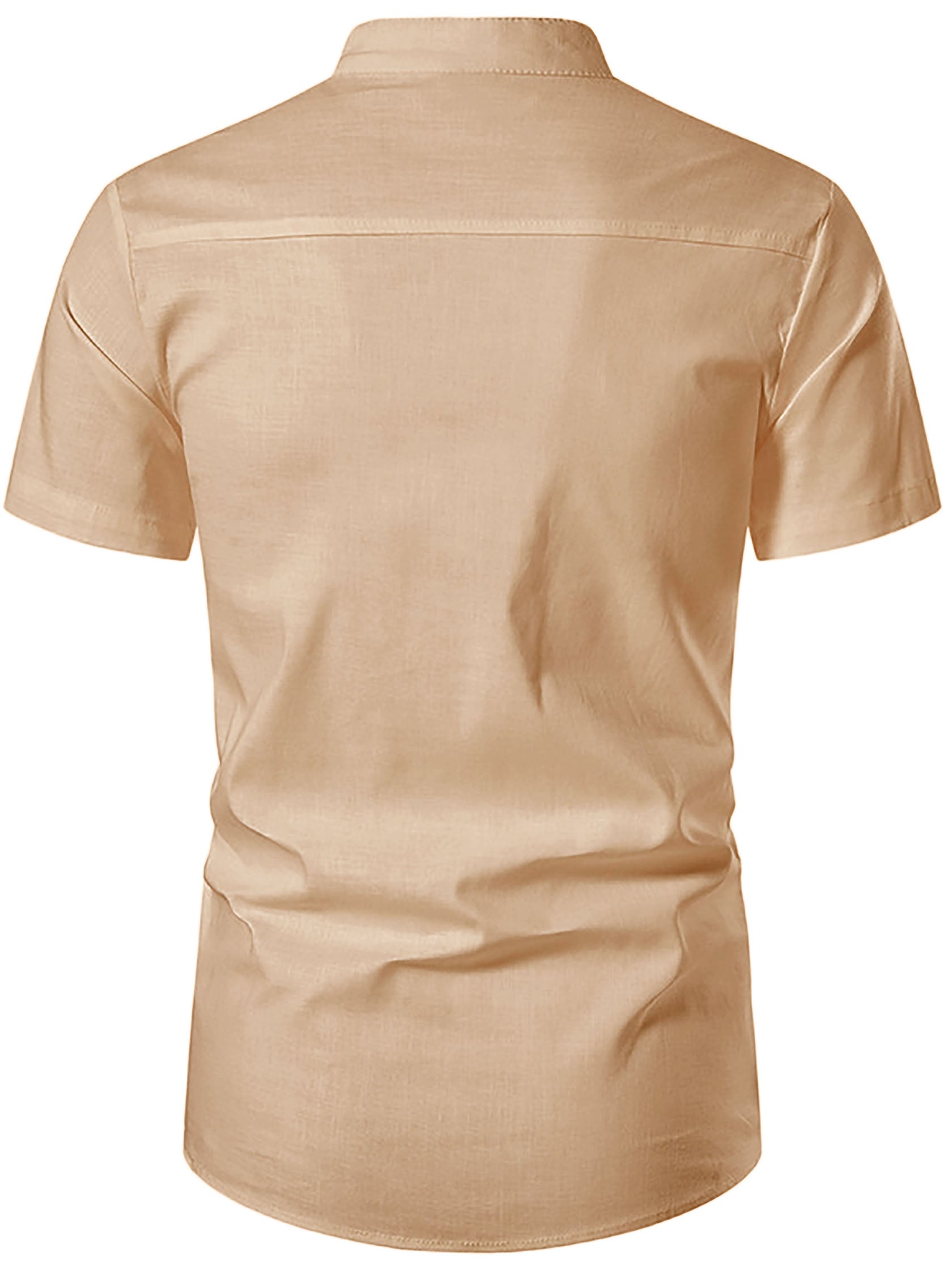 FireFish Men's Slim Fit Half Sleeve Beige Color Pure Cotton Short Kurta