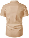 FireFish Men's Slim Fit Half Sleeve Beige Color Pure Cotton Short Kurta