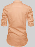 FireFish Men's Slim Fit Peach With Black Color Cotton Short Kurta Pack 2