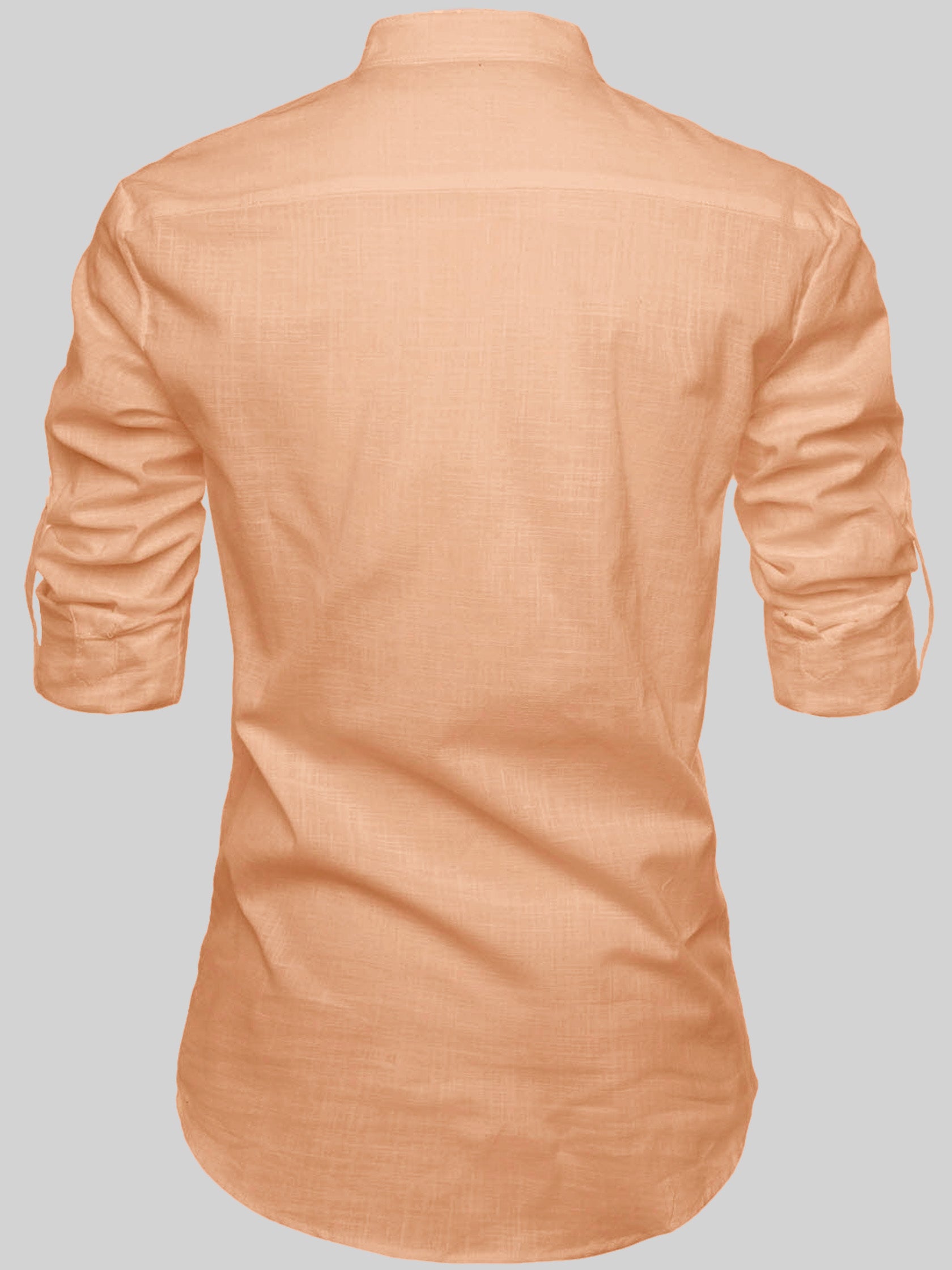 FireFish Men's Slim Fit Full Sleeve Yellow Cotton Short Kurta