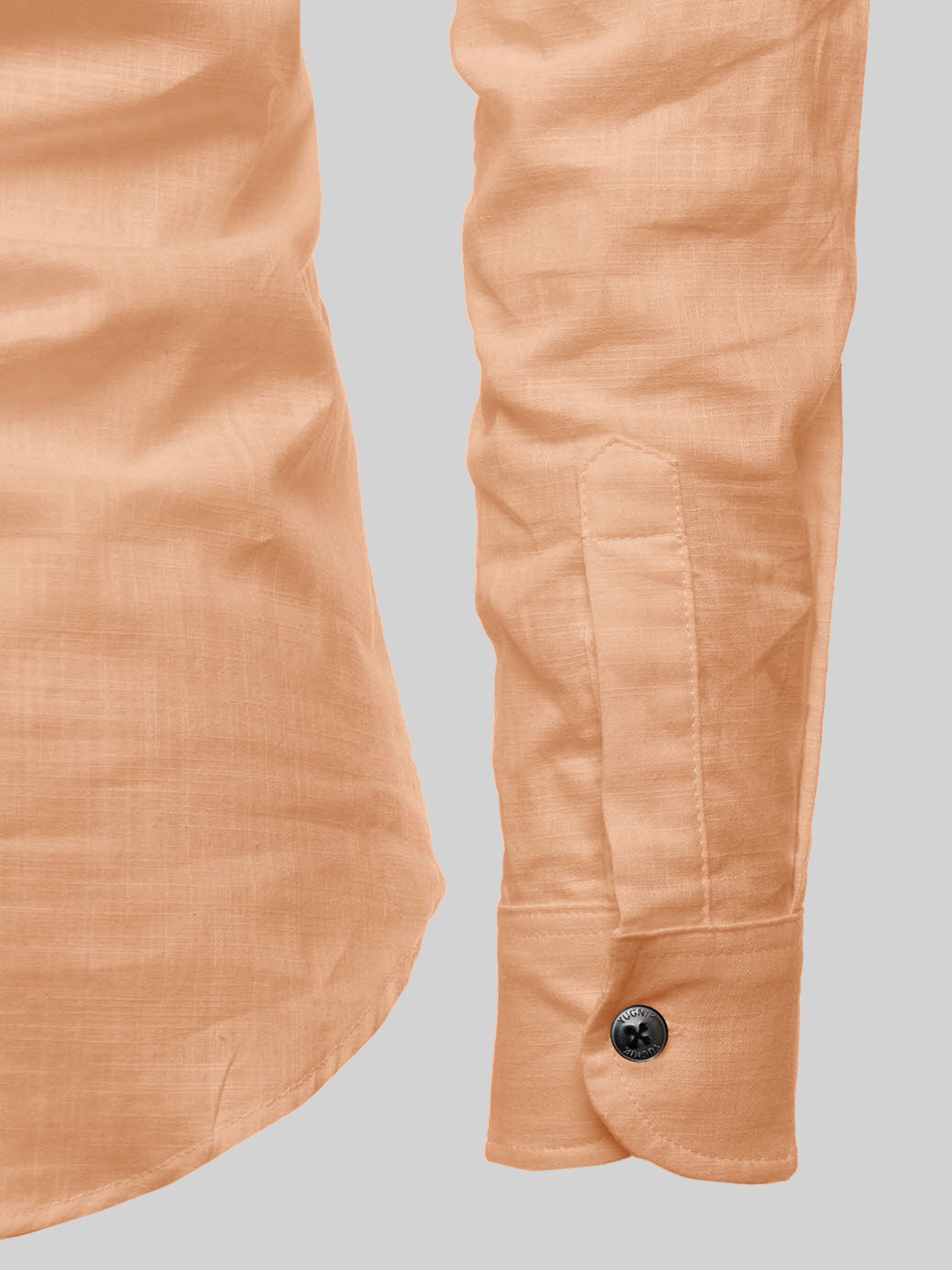 FireFish Men's Slim Fit Full Sleeve Yellow Cotton Short Kurta