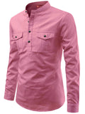 FireFish Men's Slim Fit Double Pocket Beige With Black Cotton Short Kurta Pack 2