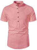 FireFish Men's Slim Fit Beige with White Color Pure Cotton Half Sleeve Short Kurta Pack 2
