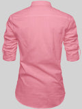 FireFish Men's Slim Fit Peach With Black Color Cotton Short Kurta Pack 2