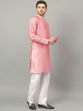 FireFish Brown Geometric Woven Design Straight Jacquard Kurta with Pyjamas Set