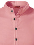 FireFish Men's Slim Fit Beige with White Color Pure Cotton Half Sleeve Short Kurta Pack 2