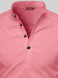 FireFish Men's Slim Fit Full Sleeve Yellow Cotton Short Kurta