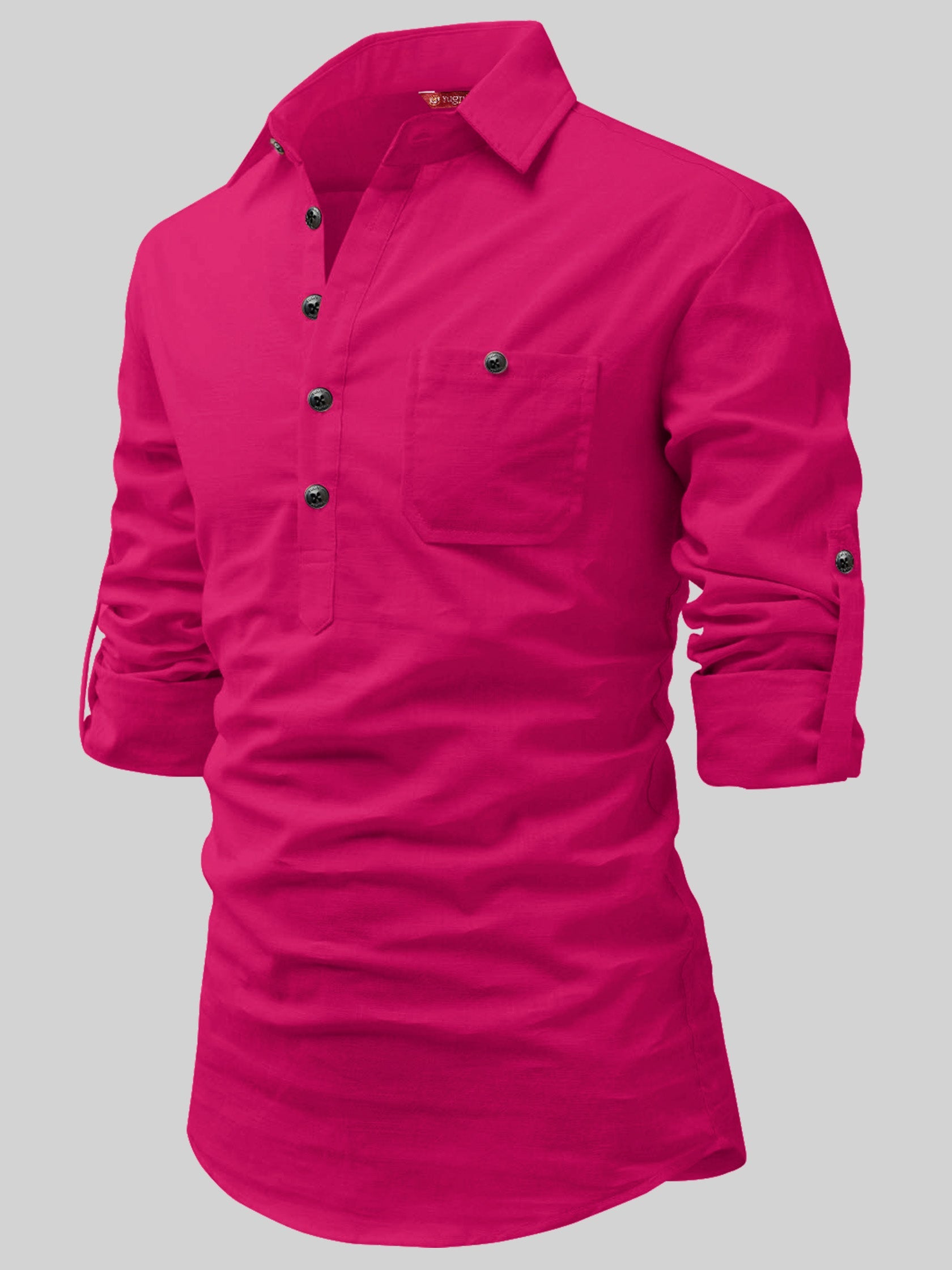 FireFish Men's Slim Fit Light Pista with White Cotton Short Kurta Pack 2