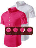 FireFish Men's Slim Fit Beige with White Color Pure Cotton Half Sleeve Short Kurta Pack 2