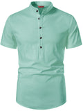 FireFish Men's Slim Fit Half Sleeve Beige Color Pure Cotton Short Kurta