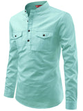 FireFish Men's Slim Fit Double Pocket Beige Color Pure Cotton Short Kurta
