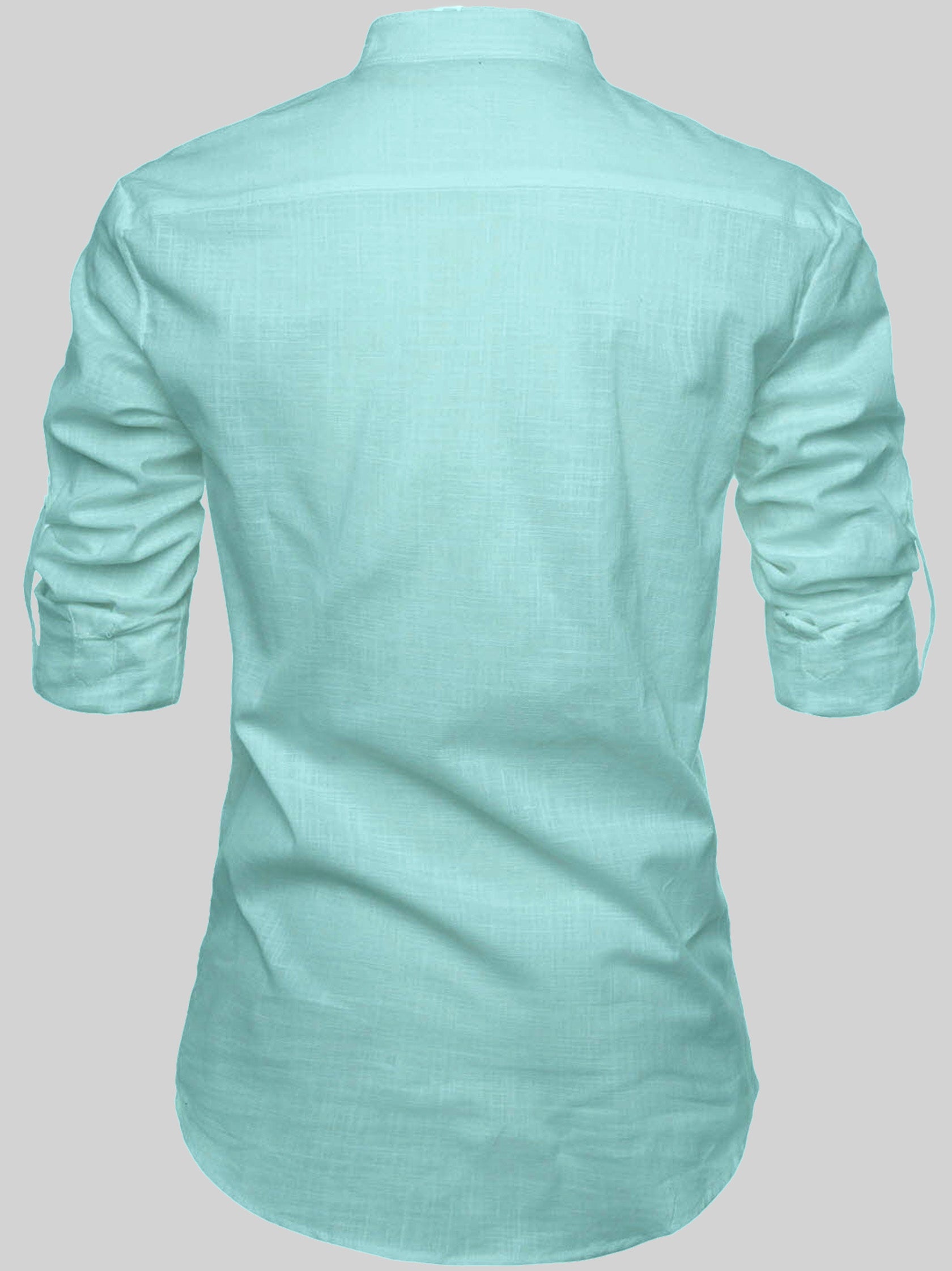 FireFish Men's Slim Fit Grey with White Color Cotton Short Kurta Pack 2