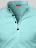 FireFish Men's Slim Fit Grey with White Color Cotton Short Kurta Pack 2