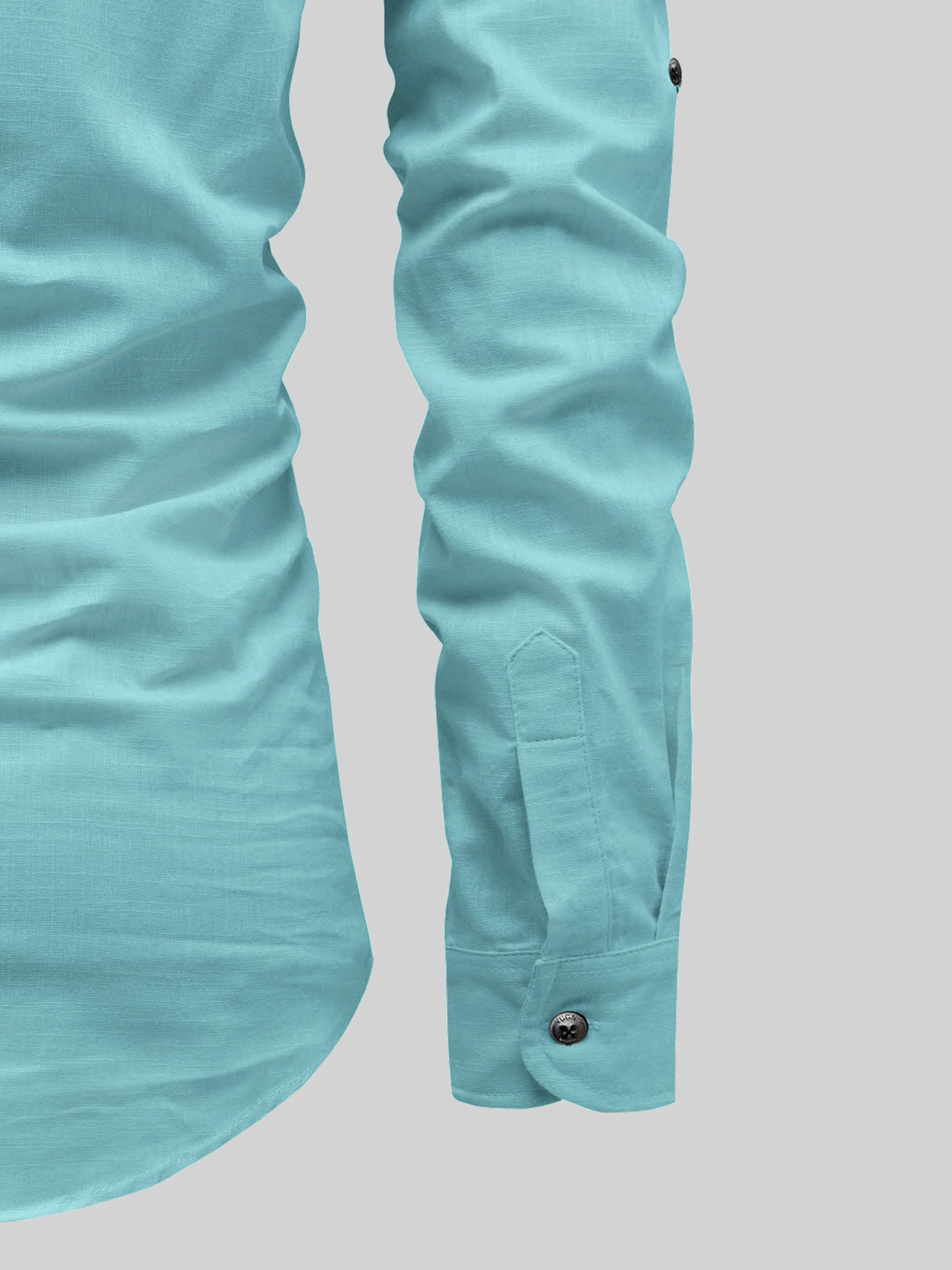 FireFish Men's Slim Fit Dark Teal With White Cotton Short Kurta Pack 2