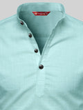 FireFish Men's Slim Fit Dark Yellow with White Color Cotton Short Kurta Pack 2