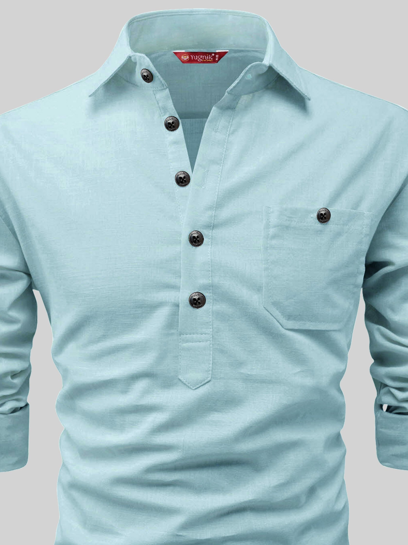 FireFish Men's Slim Fit Light Pista with White Cotton Short Kurta Pack 2