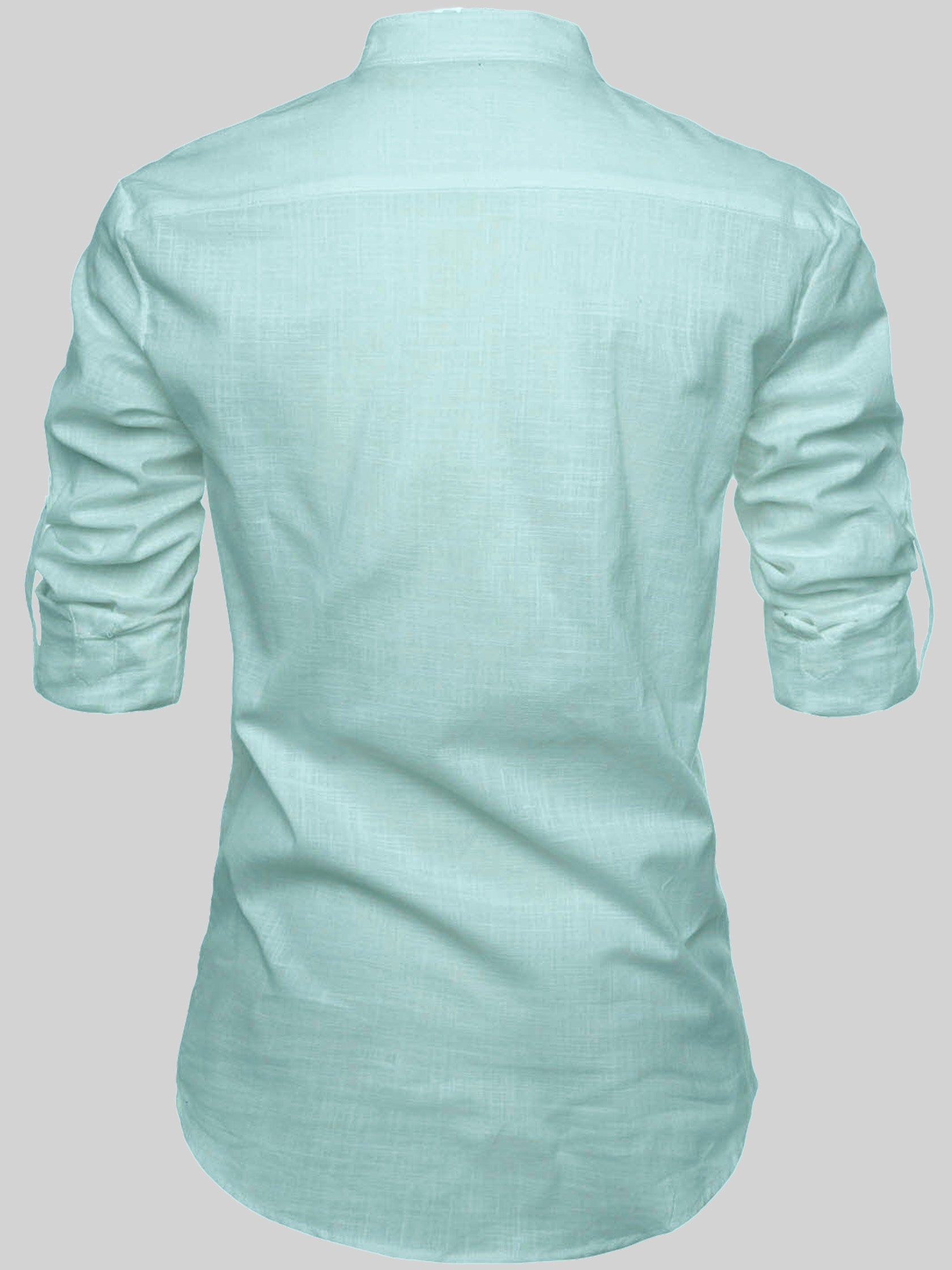 FireFish Men's Slim Fit Full Sleeve Yellow Cotton Short Kurta