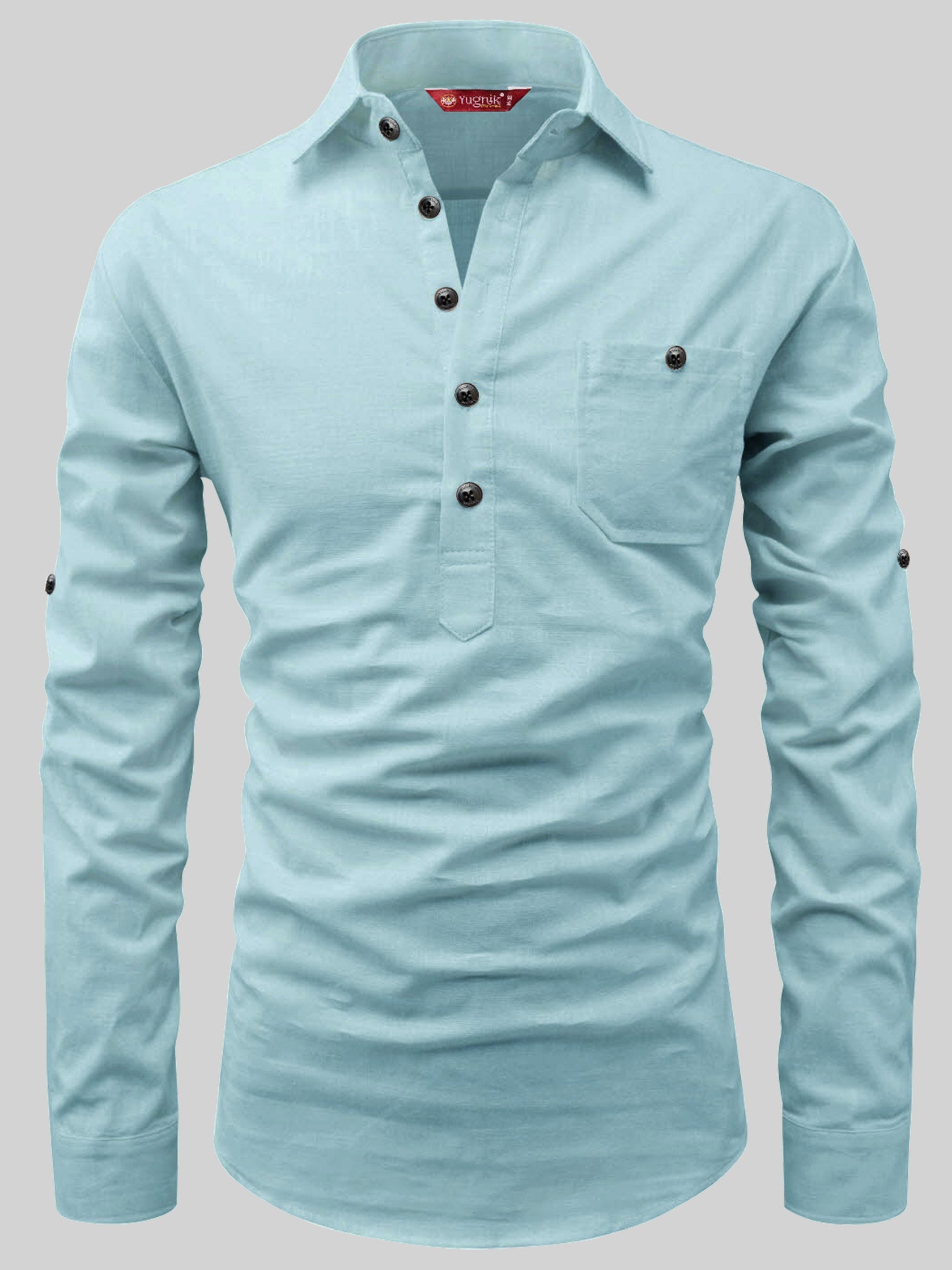 FireFish Men's Slim Fit Light Pista with White Cotton Short Kurta Pack 2