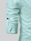 FireFish Men's Slim Fit Light Beige With Black Color Cotton Short Kurta Pack 2