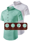 FireFish Men's Slim Fit Beige with White Color Pure Cotton Half Sleeve Short Kurta Pack 2