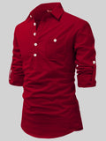 FireFish Men's Slim Fit Dark Teal With White Cotton Short Kurta Pack 2