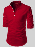 FireFish Men's Slim Fit Full Sleeve Yellow Cotton Short Kurta
