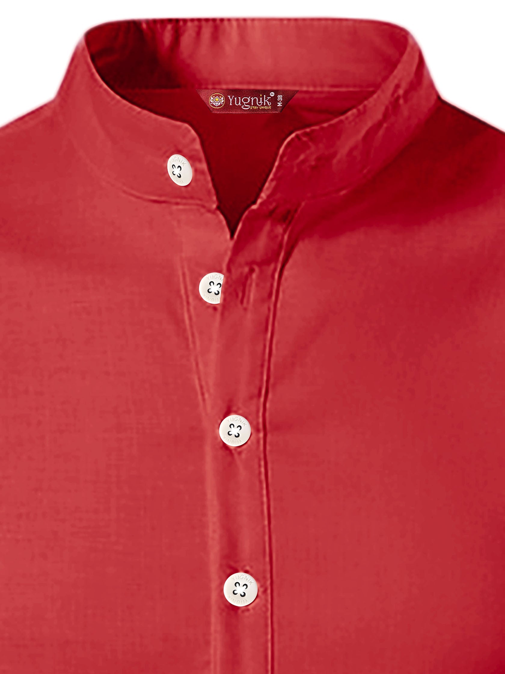 FireFish Men's Slim Fit Beige with White Color Pure Cotton Half Sleeve Short Kurta Pack 2
