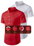 FireFish Men's Slim Fit Beige with White Color Pure Cotton Half Sleeve Short Kurta Pack 2