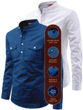 FireFish Men's Slim Fit Double Pocket Beige With White Cotton Short Kurta Pack 2