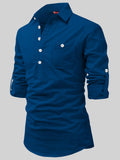FireFish Men's Slim Fit Dark Teal With White Cotton Short Kurta Pack 2