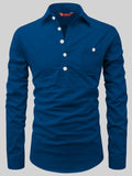 FireFish Men's Slim Fit Dark Teal With White Cotton Short Kurta Pack 2