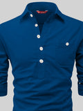 FireFish Men's Slim Fit Dark Teal With White Cotton Short Kurta Pack 2