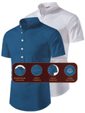 FireFish Men's Slim Fit Beige with White Color Pure Cotton Half Sleeve Short Kurta Pack 2