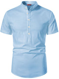 FireFish Men's Slim Fit Half Sleeve Beige Color Pure Cotton Short Kurta