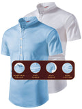 FireFish Men's Slim Fit Beige with White Color Pure Cotton Half Sleeve Short Kurta Pack 2