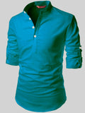 FireFish Men's Slim Fit Full Sleeve Yellow Cotton Short Kurta