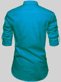 FireFish Men's Slim Fit Full Sleeve Yellow Cotton Short Kurta