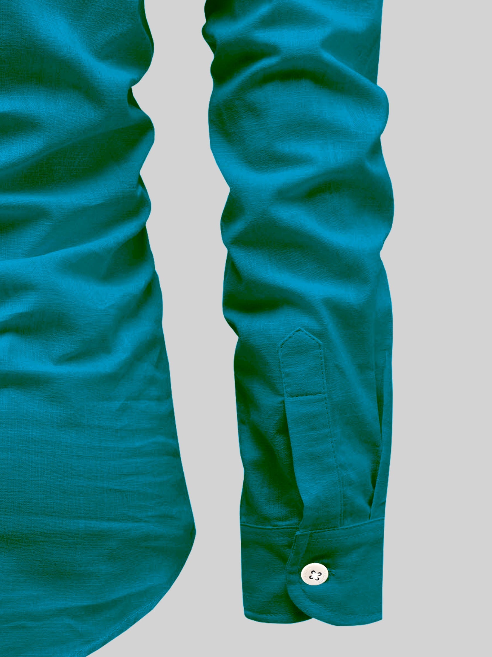 FireFish Men's Slim Fit Dark Teal With White Cotton Short Kurta Pack 2