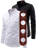 FireFish Men's Slim Fit Double Pocket Beige With Black Cotton Short Kurta Pack 2