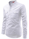 FireFish Men's Slim Fit Double Pocket Beige With Black Cotton Short Kurta Pack 2