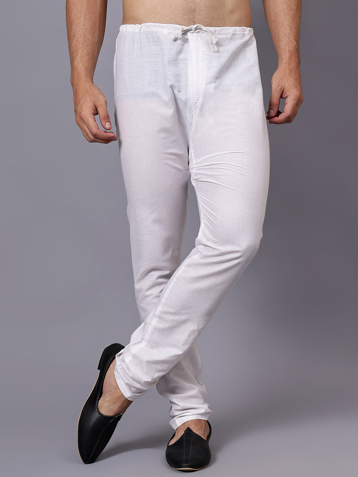 FireFish Men's White Color Cotton Blend Fabric Payjama